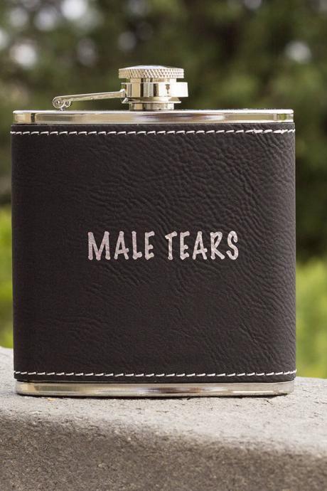 Funny Flask, Unique Flask, Male Tears Funny Quote Flask, Sarcasm Flask, Birthday Gift, Gift, Perfect Gift, Leather Flask
