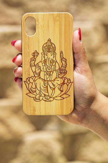 Ganesha IPhone X Case, Engraved Iphone X case, Wooden Engraved Iphone X Case, Iphone case, Beautiful Gift for here,unique case,