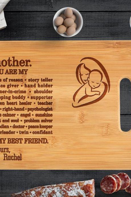 Custom Engraved Cutting Board, Best Mom Ever, Personalized Bamboo Wood Cutting Board, Engraved // Mother's Day, Birthday Gift