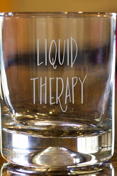 Liquor Theropy rock glass,Personalize Rock glass,Engraved Whiskey glass, etched Whiskey glass,Bourbon Glass,wedding gift,funny saying