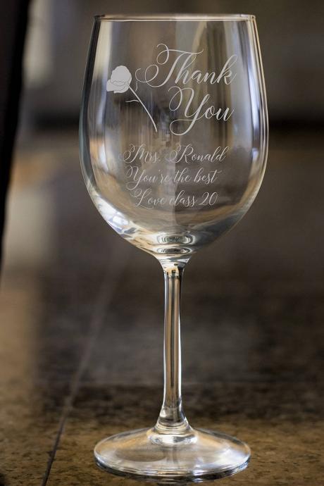 Thank You Wine Glass,personalize Wine Glass,engraved Wine Glass, Etched Wine Glass,wedding Gift,bachelor Party,wedding Favor, Anniversary