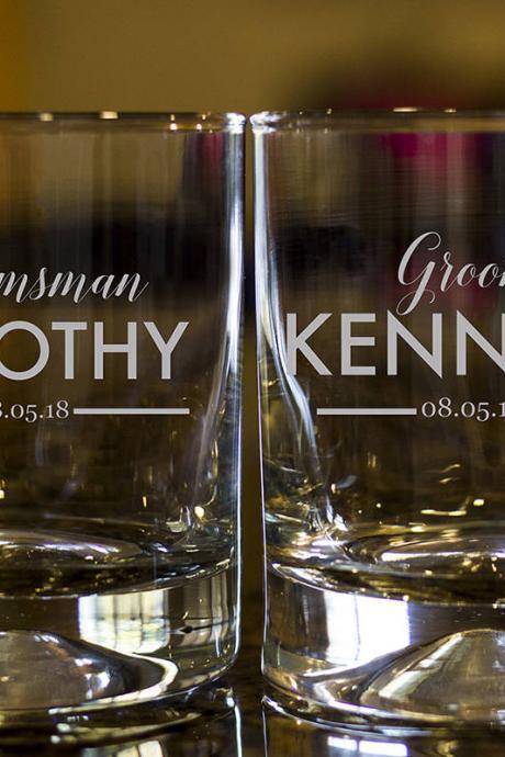 Personalize Rock Glass, Engraved Whiskey Glasses, Groom Whiskey Glasses, Bourbon Glasses, Etched Scotch Glasses, Groomsman Scotch Glass