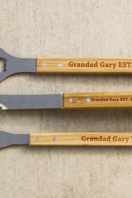Personalized BBQ Set, Personalized BBQ tool set, Unique BBQ Grill Set, Grandad Engraved Barbecue Set, personalized grill set