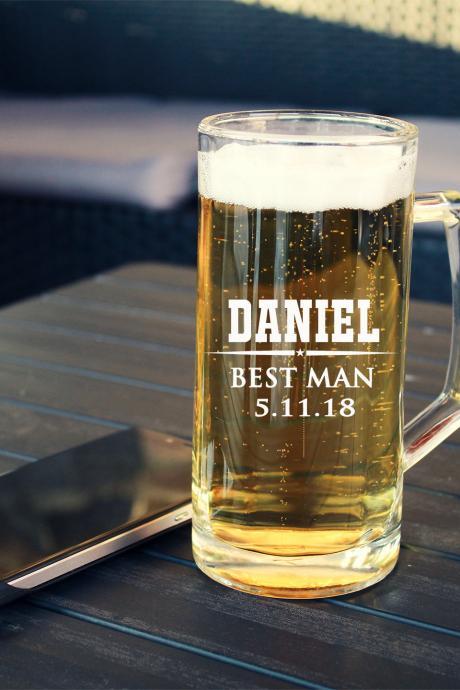 Engraved Beer Mug 13 oz, Personalize Beer Mug, Groomsmen Beer Mug, Gift for Groomsmen, Husband Gift,Gift for him,Custom Beer Mug,Wedding Gift,BFF