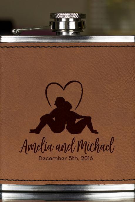 Personalized Brown Leather Flask, Groomsmen Gift, Wedding Flask,Gift for wedding, Gifts for him, birthday gift, best man gift, Hip Flask