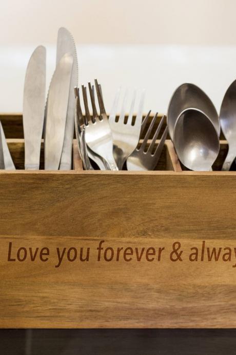 Love Quote Silverware Caddy, Kitchen Utensil Holder,personalize Kitchen Stuff, Picnic Caddy,kitchen Tool Holder, Housewarming Gift, Custom