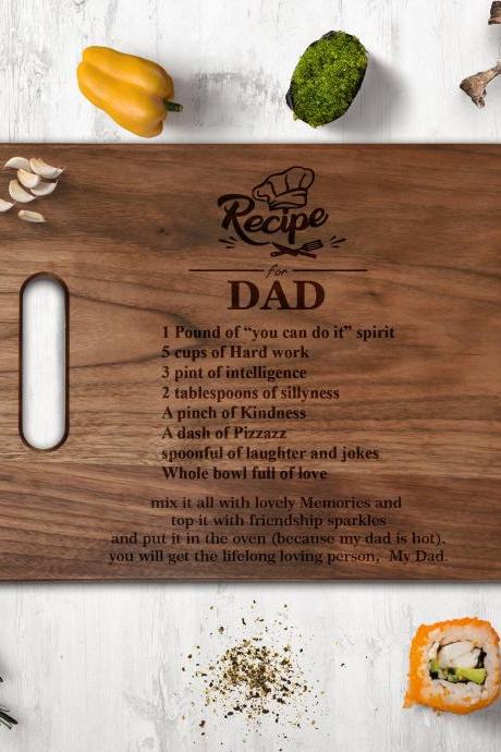 Dad Recipe walnut Cutting board 6'x9' Bamboo,Father gift,Gift for husband cutting board,Dad chef cutting board,fathers day gift,father's day gift