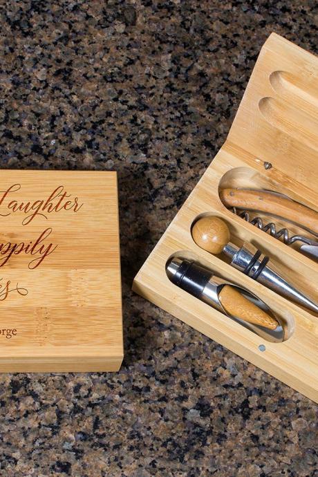 Engraved Wine opener set, Personalized Cork screw Set, Personalized Couple Name Engraved Wine Opener set, Party Favor, Christmas Gift