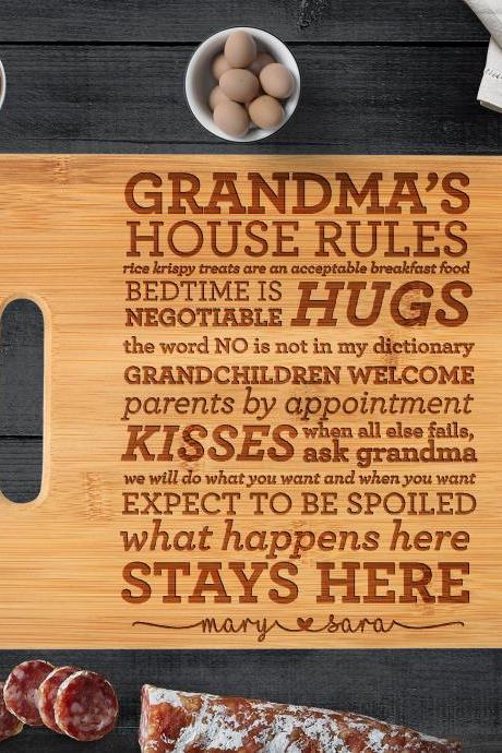 Grandma&amp;#039;s Kitchen Custom Engraved Cutting Board, Personalized Bamboo Engraved Wood, Grandmother Gift // Mother&amp;#039;s Day Or