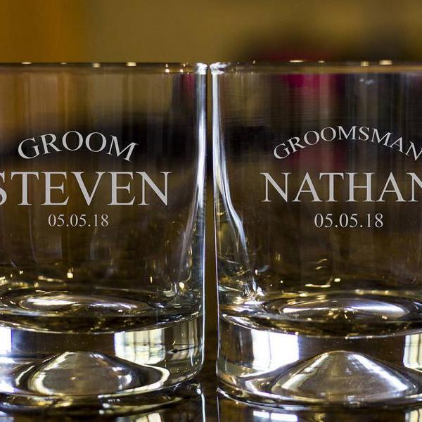 Personalize Rock glass, Engraved Whiskey glasses, Groomsman Whiskey glasses, Bourbon Glasses, Etched Scotch glasses, Scotch glasses,
